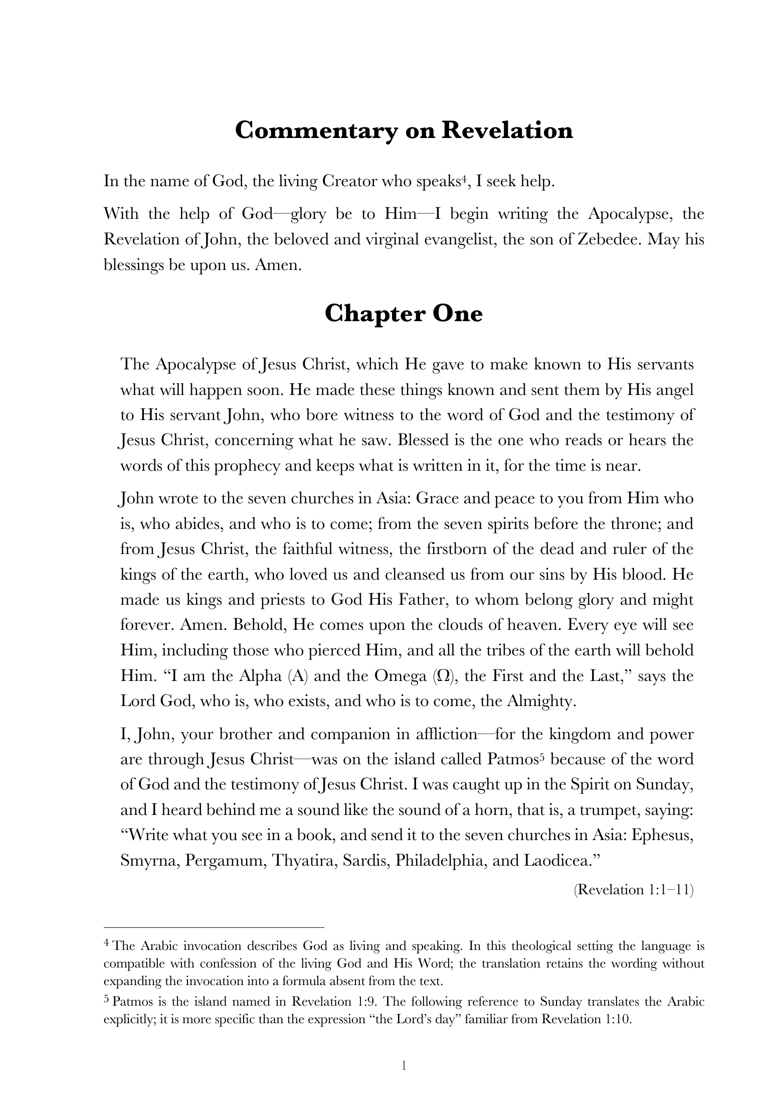 Chapter One — The revelation of Jesus Christ