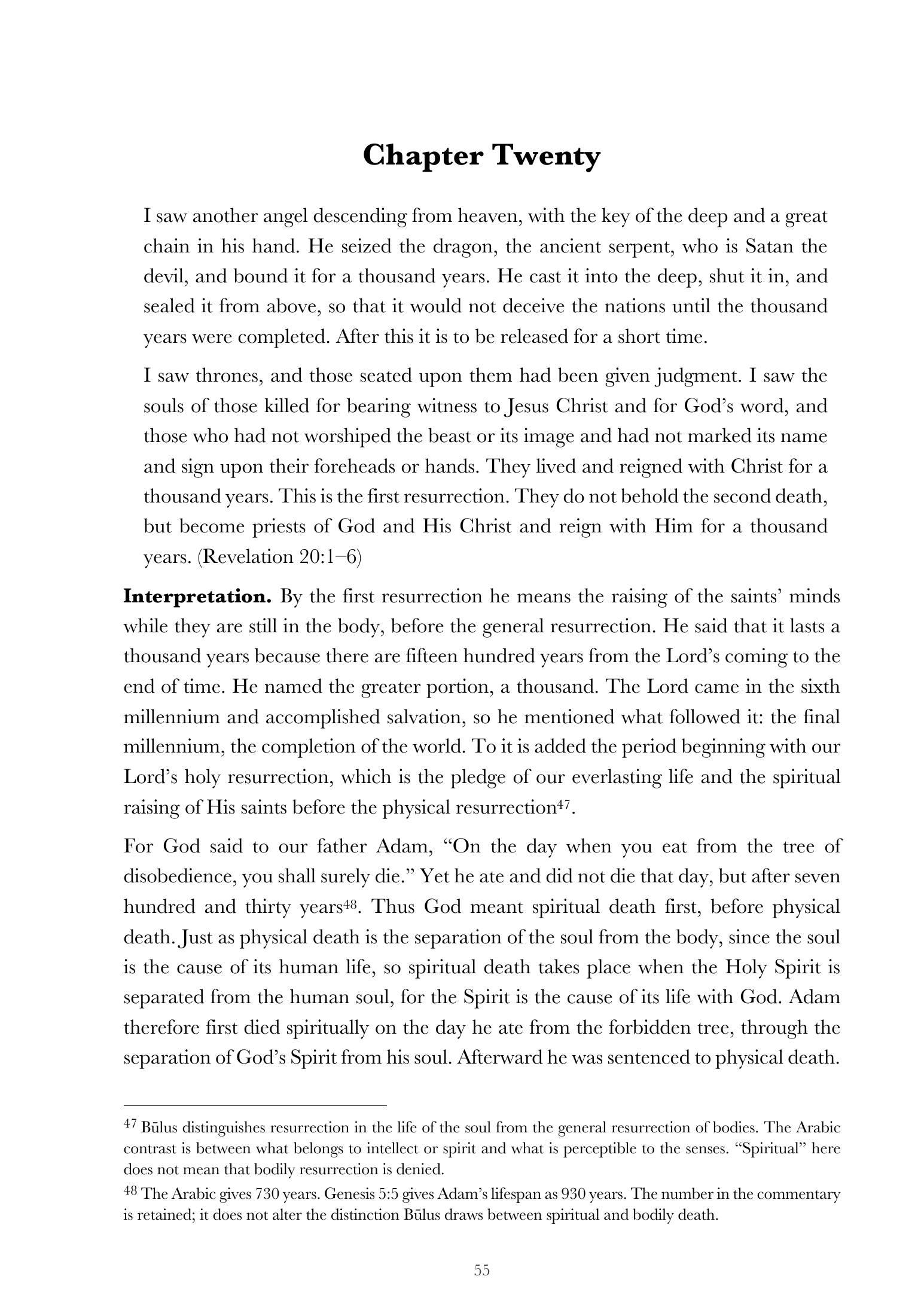 Chapter Twenty — Resurrection and the thousand years