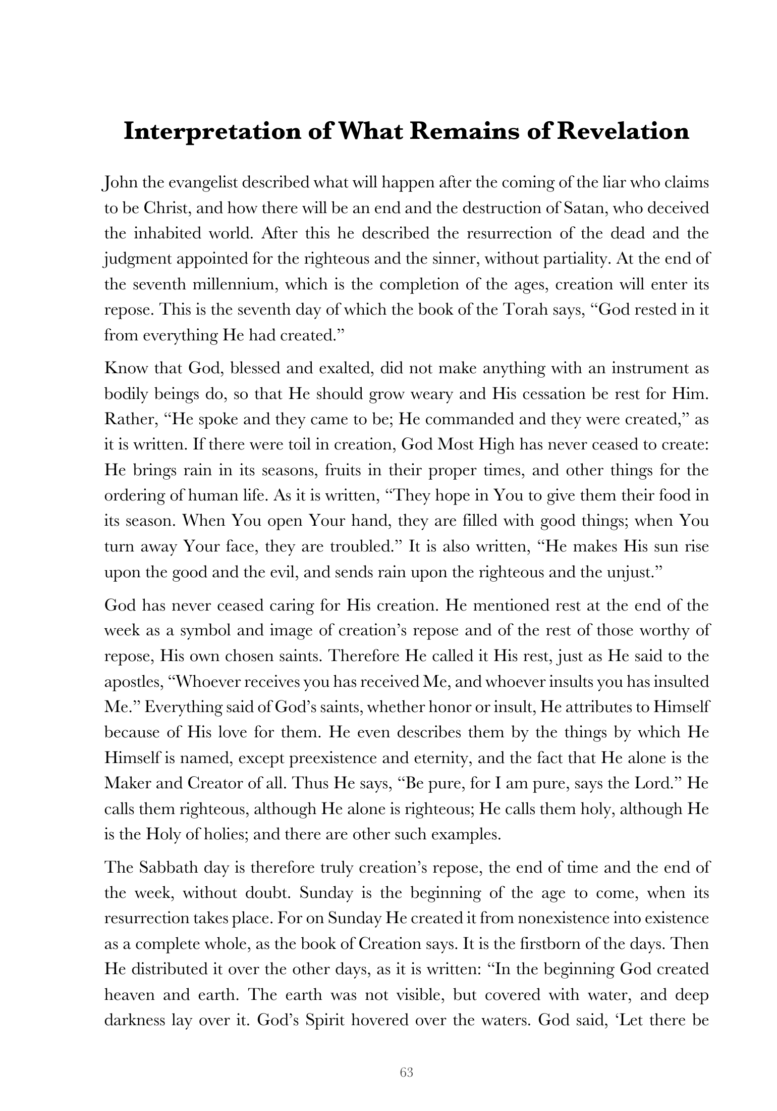 Interpretation of what remains of Revelation