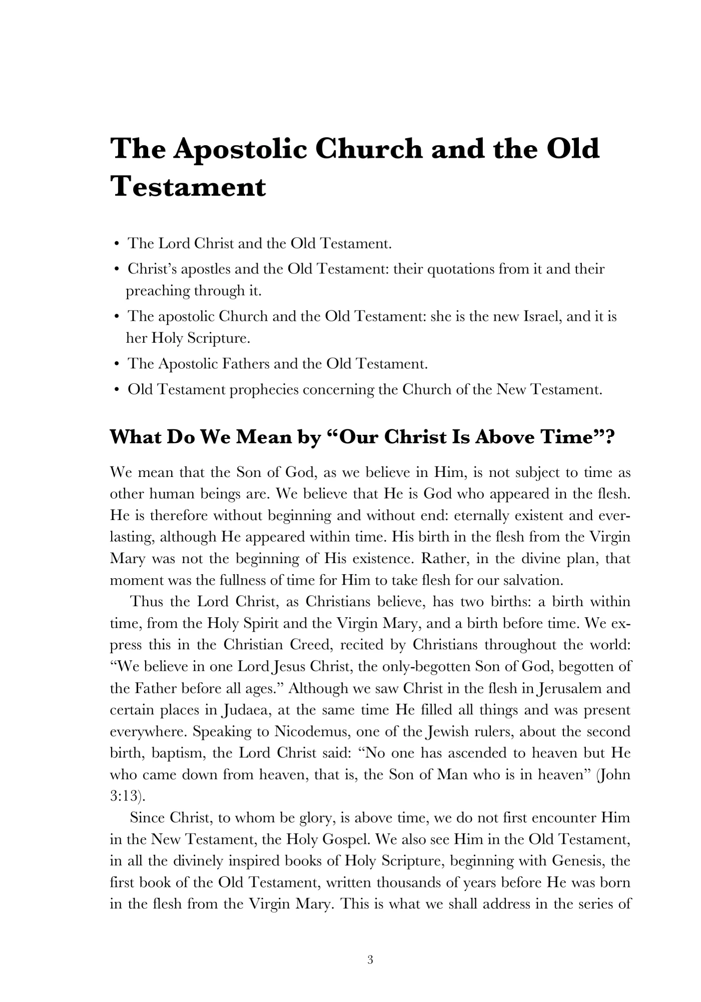 The apostolic Church and the Old Testament