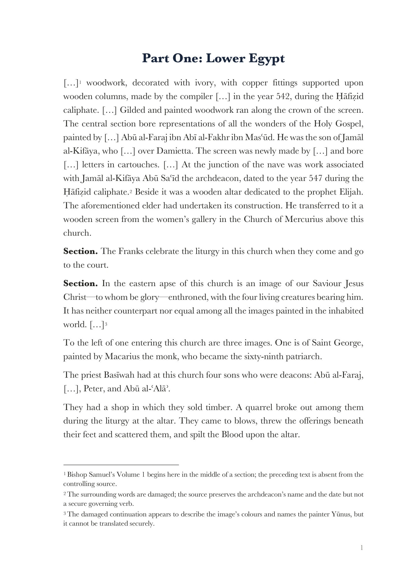 Part One: Lower Egypt
