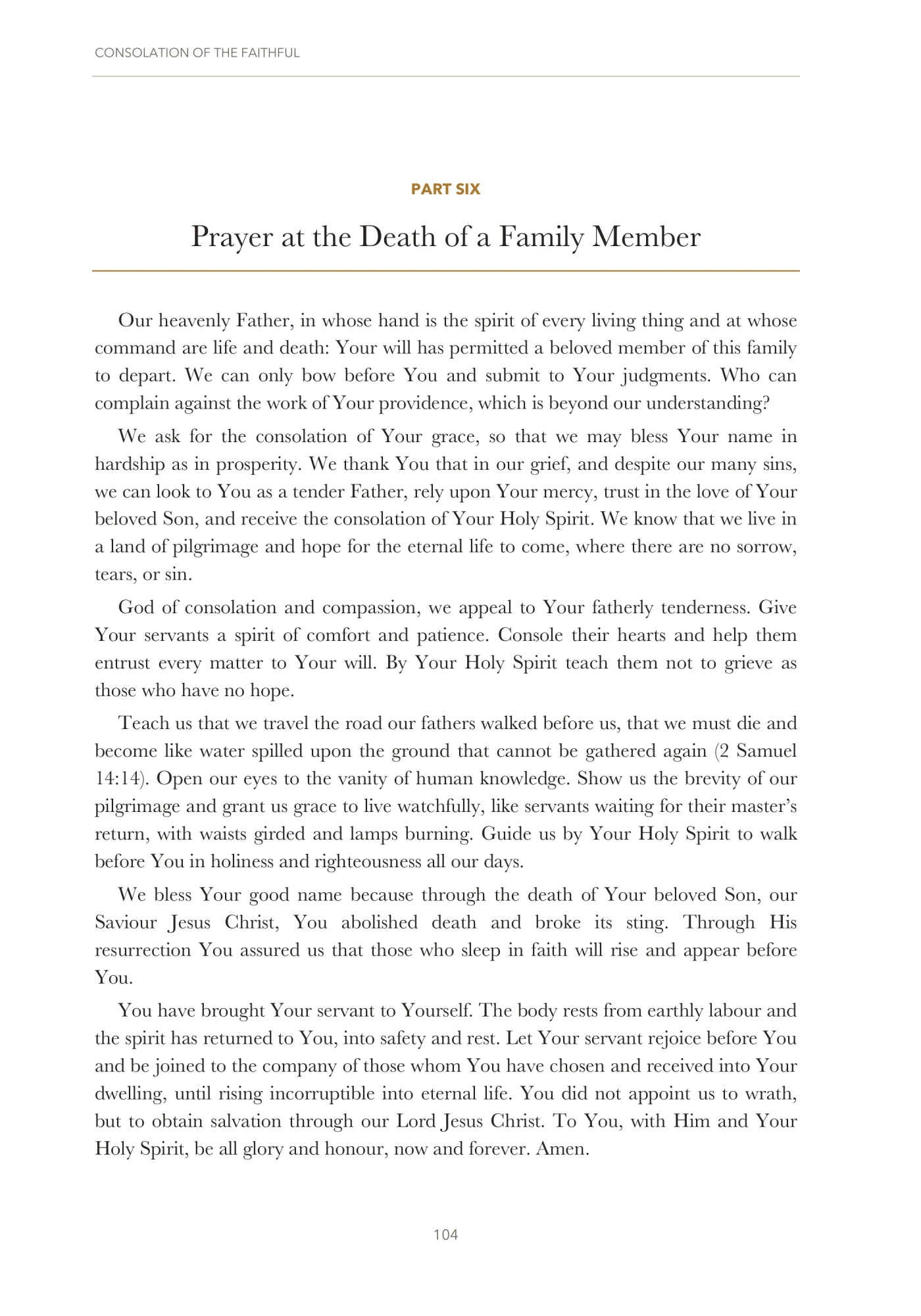 Prayers in times of sorrow