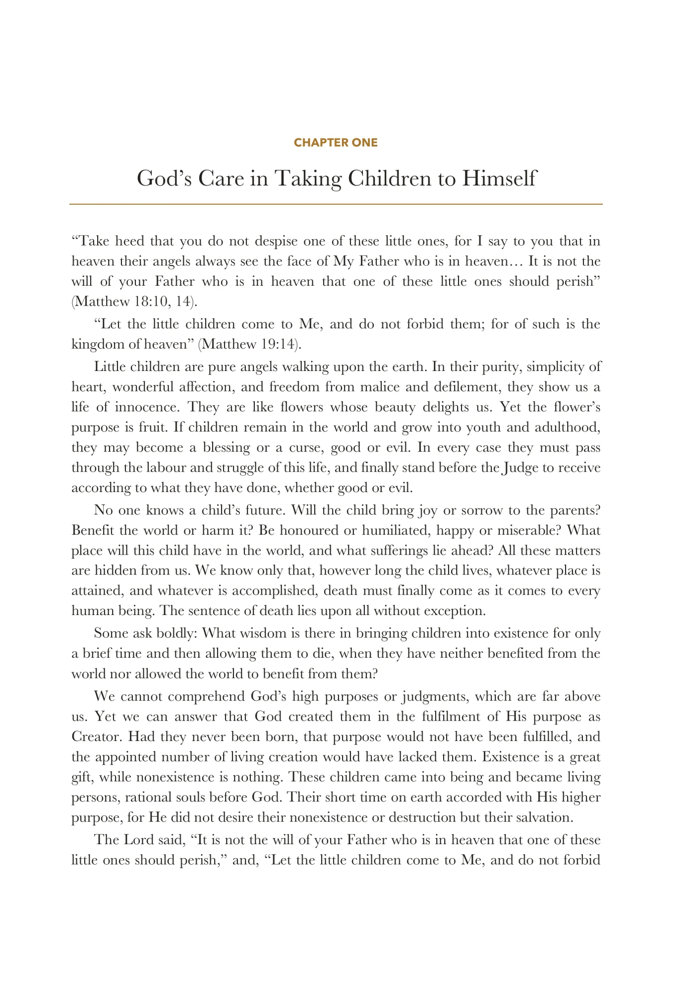 God's care in taking children to himself