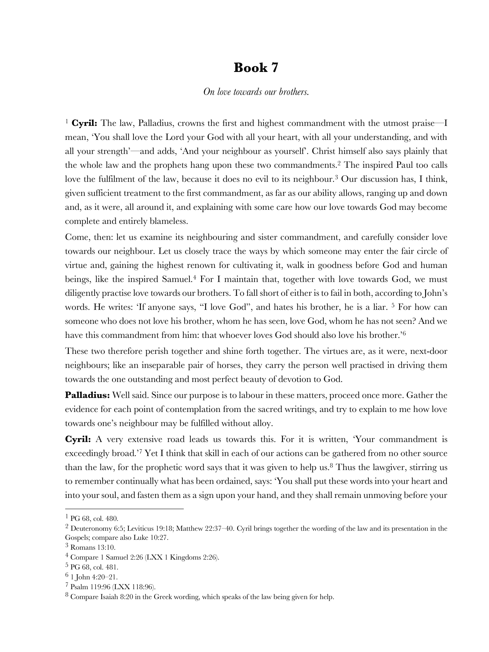 Book Seven — Love towards our brothers