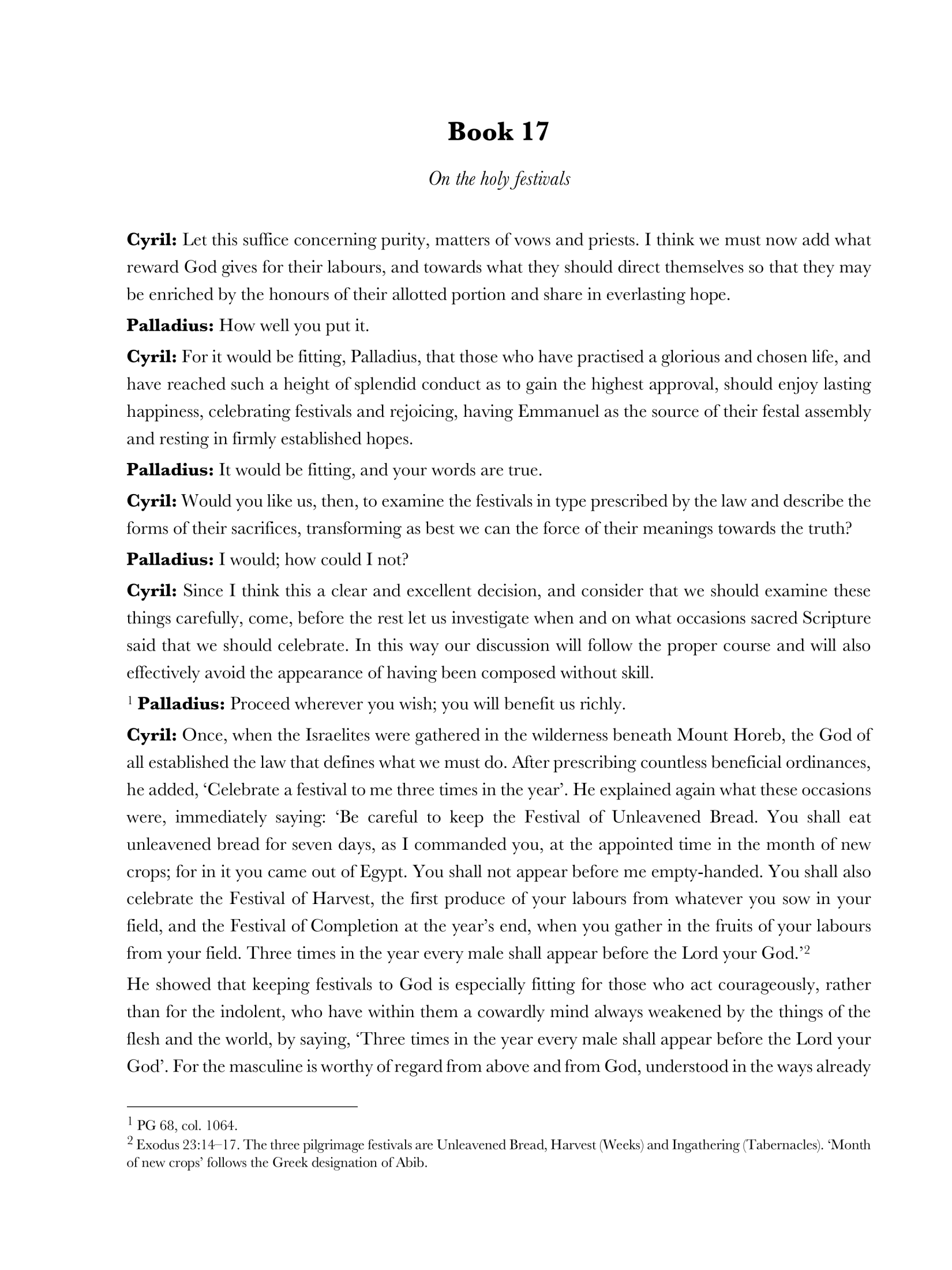 Book Seventeen — The holy festivals