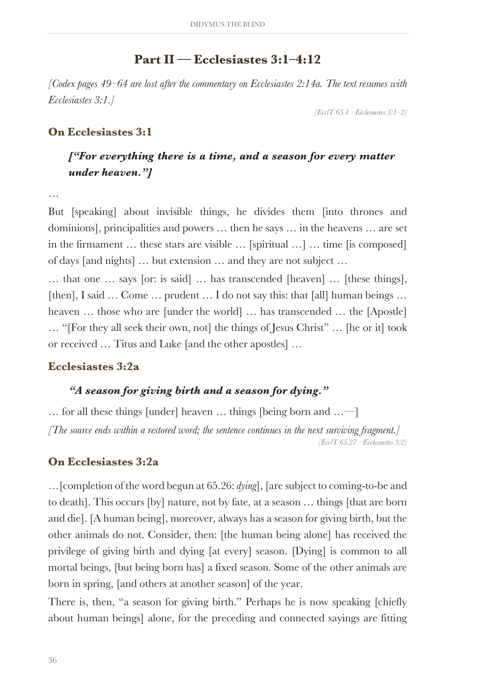 Part Two — Ecclesiastes 3:1–4:12