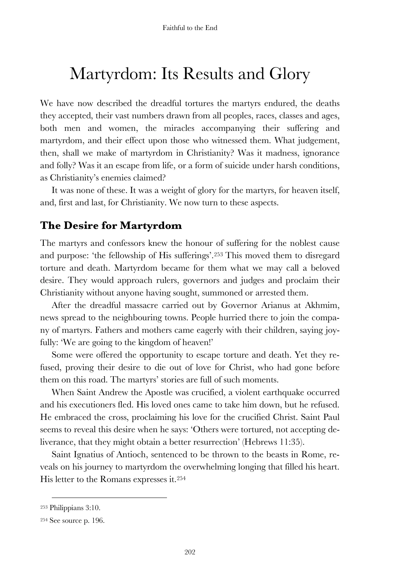 The results and glory of martyrdom