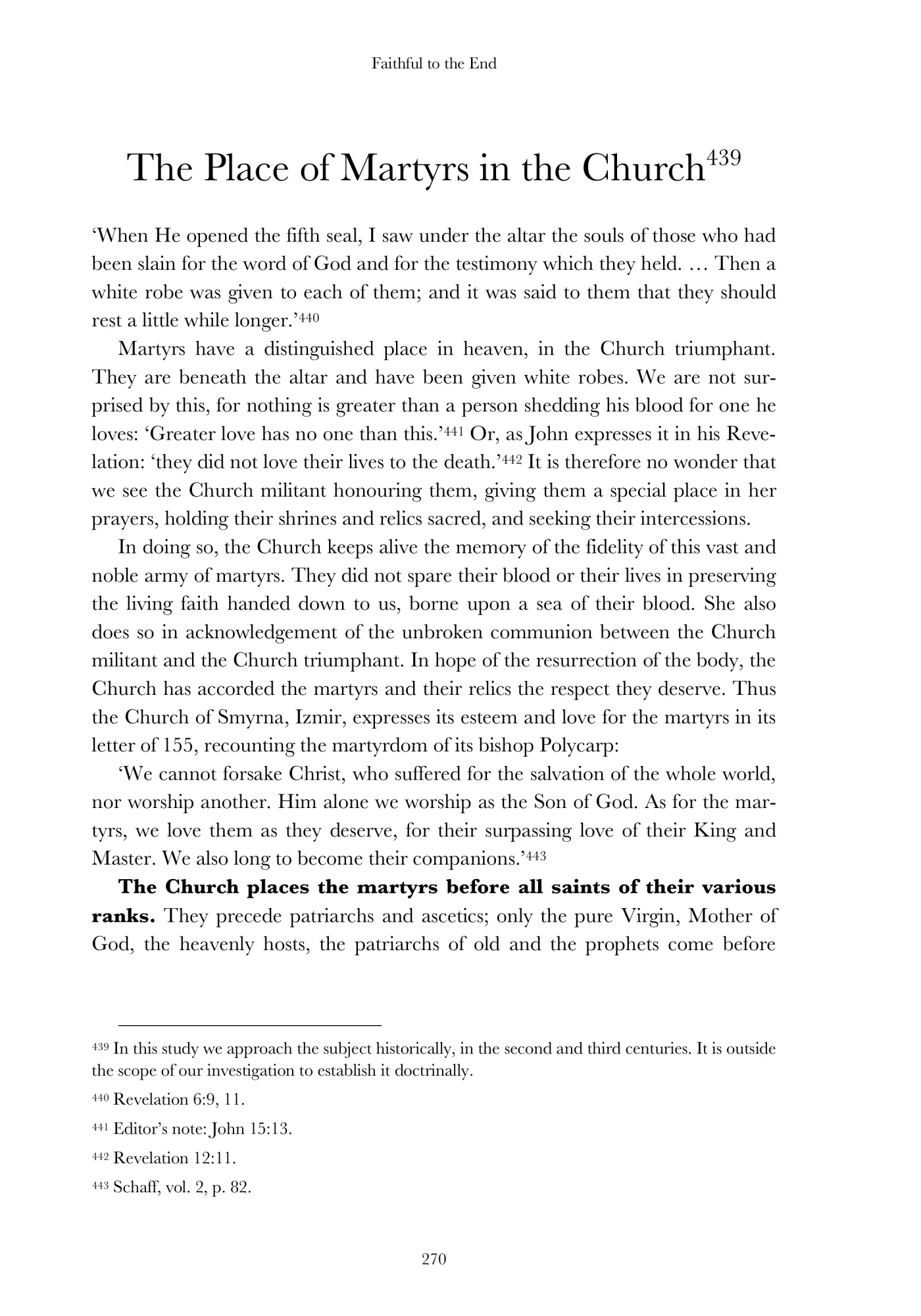 The place of martyrs in the Church