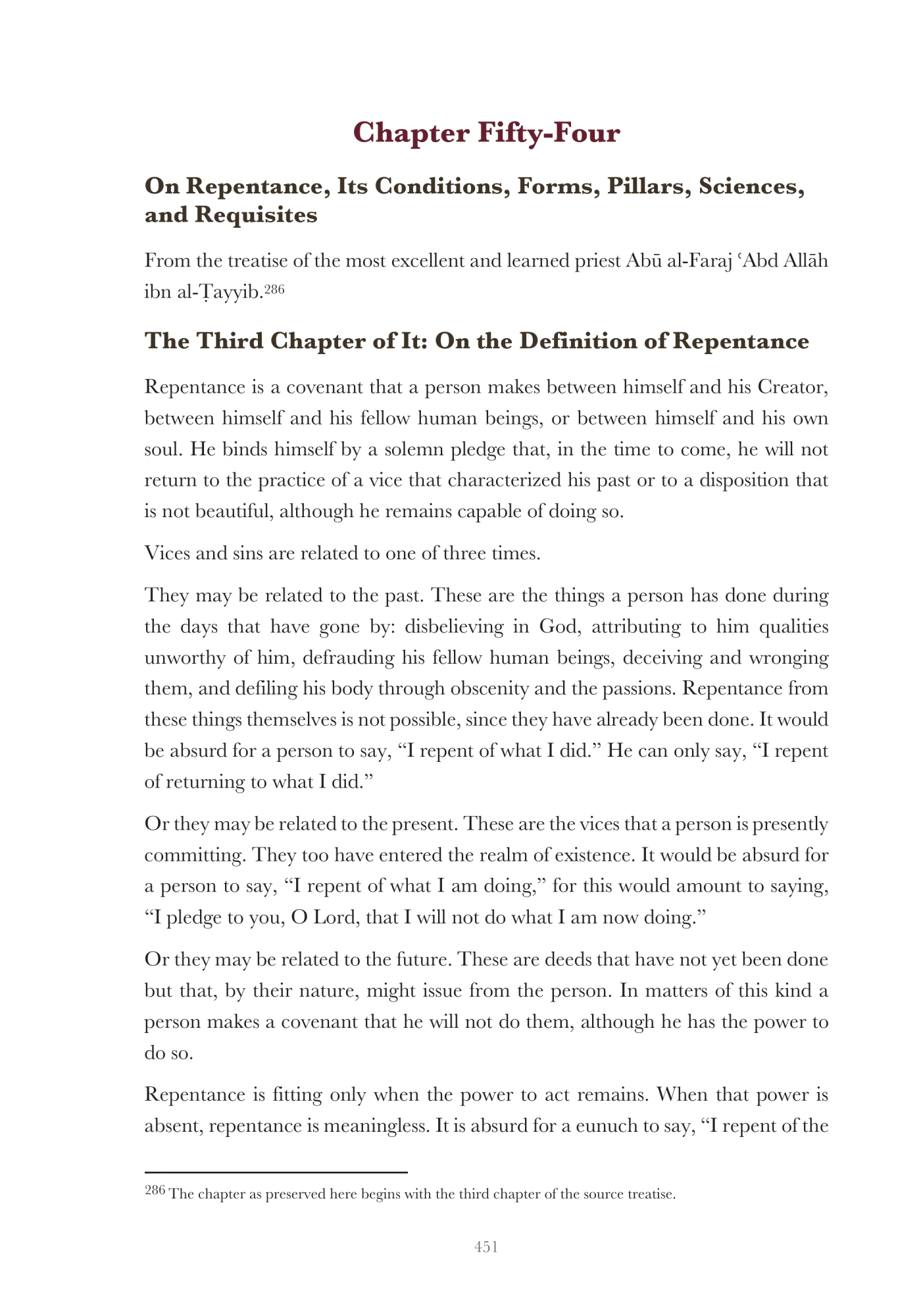 Chapter Fifty-Four: Repentance and its conditions