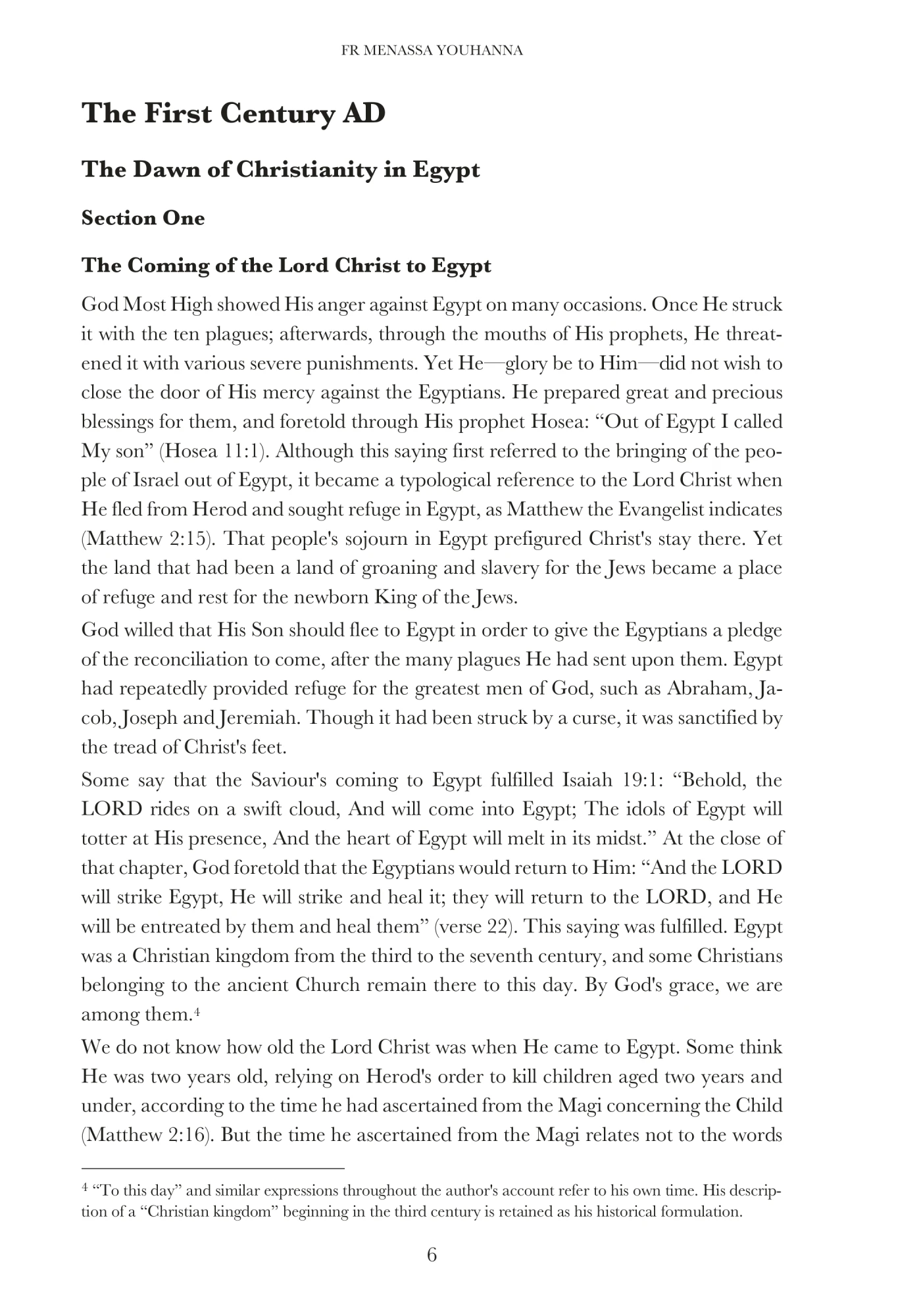 The first century: Christianity in Egypt