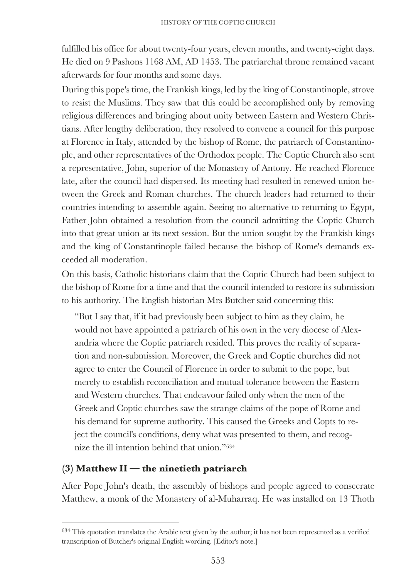 The Council of Florence and the Coptic Church