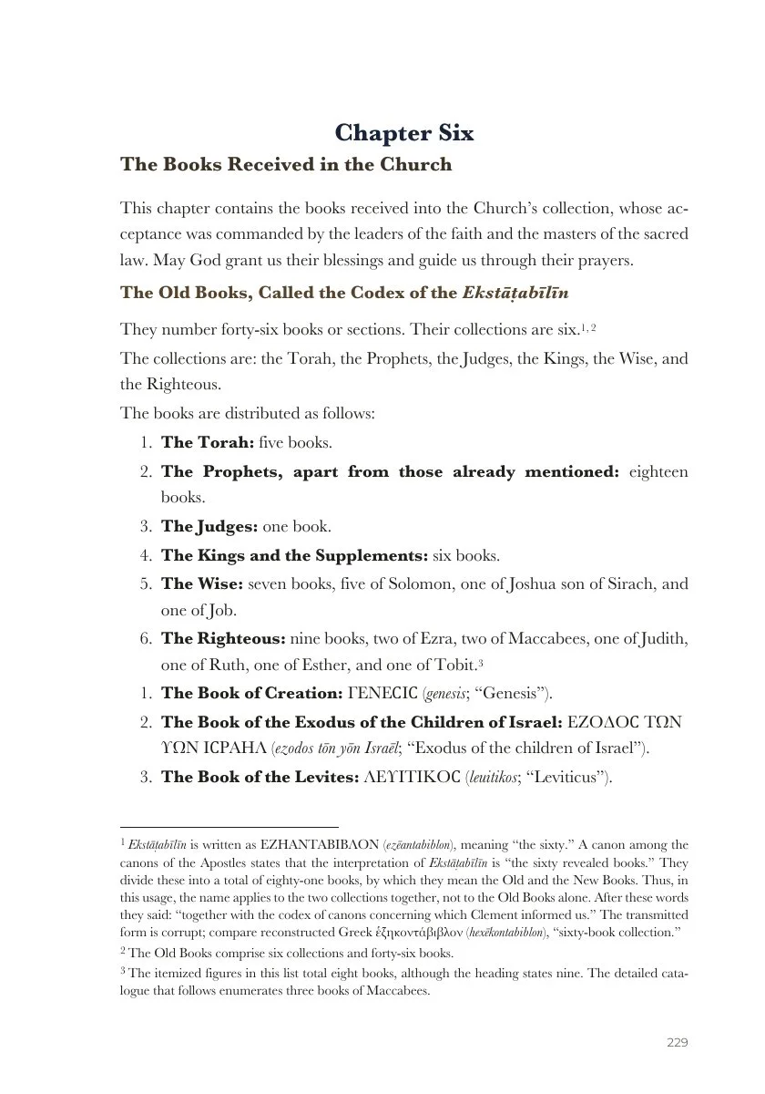 Chapter Six — Books received in the Church