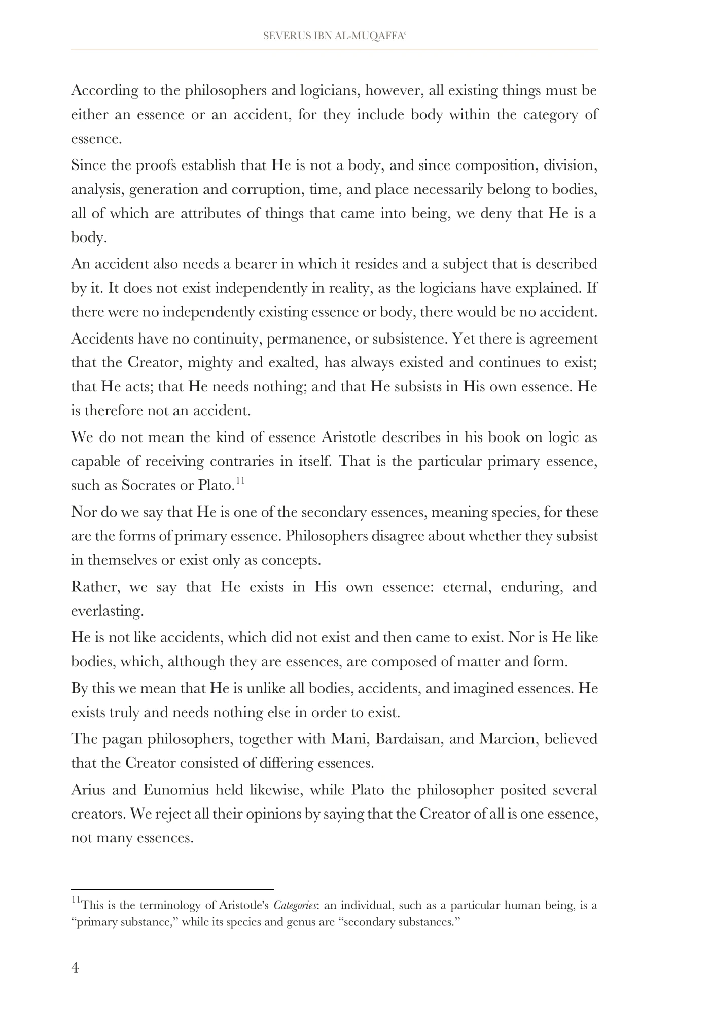 The Creator, essence, and attributes