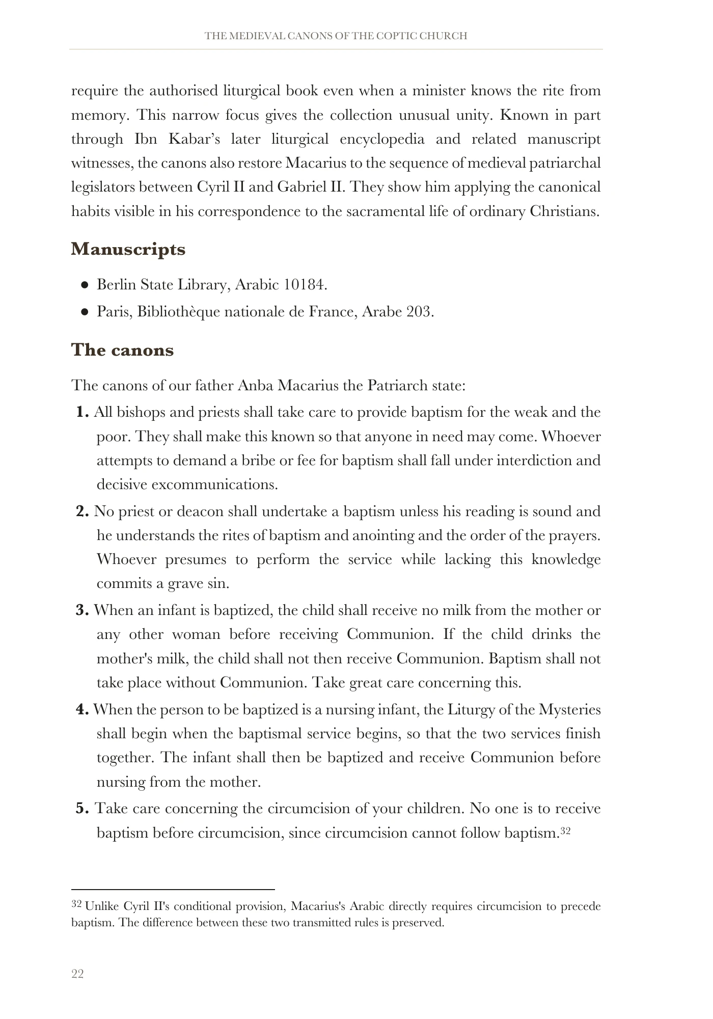 Macarius II: manuscript witnesses and baptismal canons
