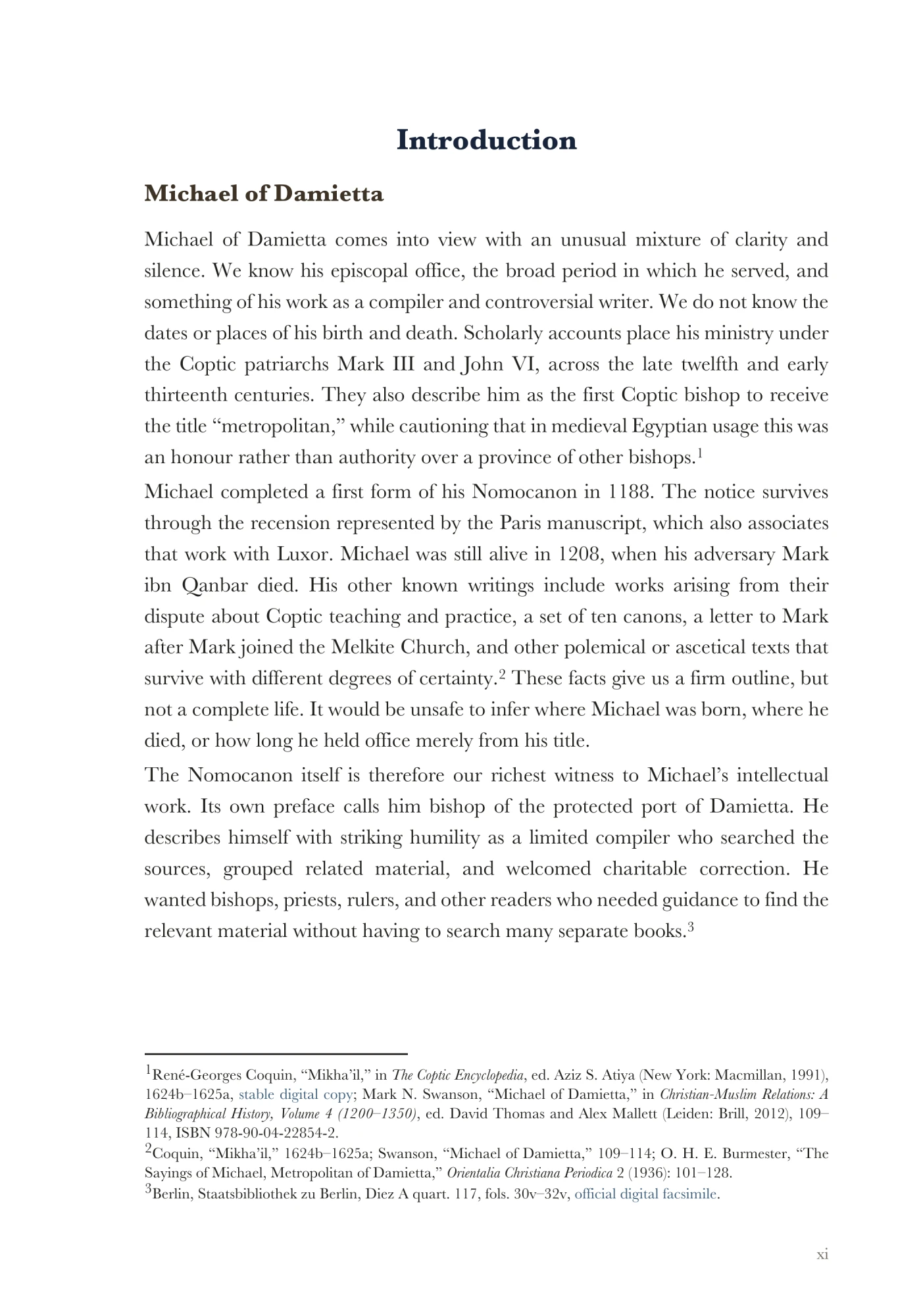 Introduction to Michael of Damietta