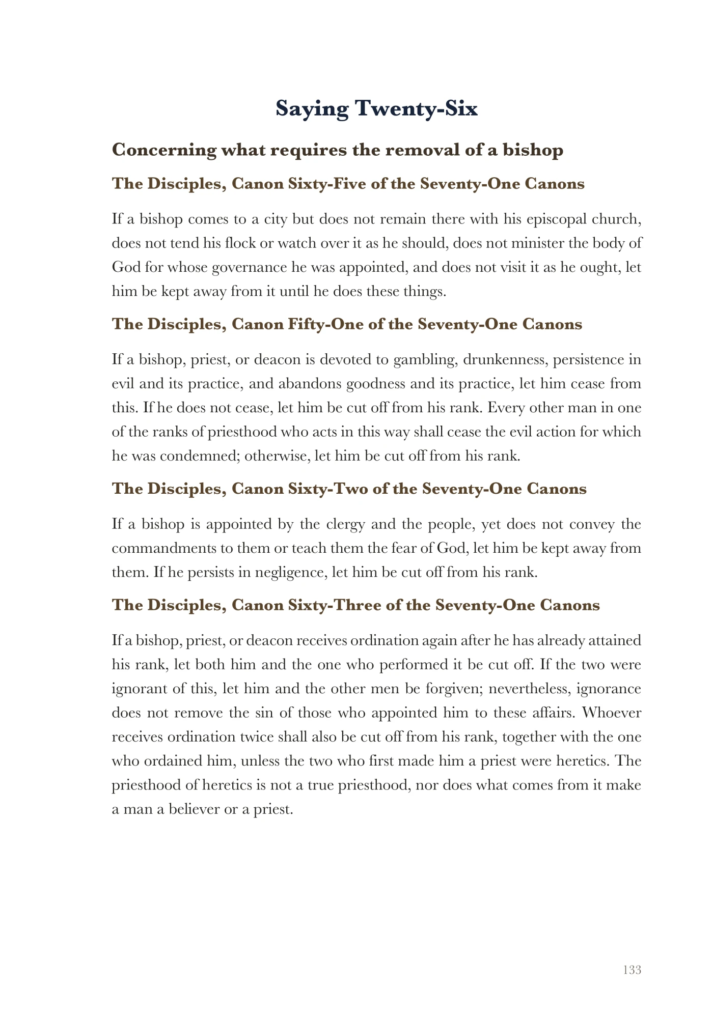 Saying Twenty-Six: The removal of a bishop