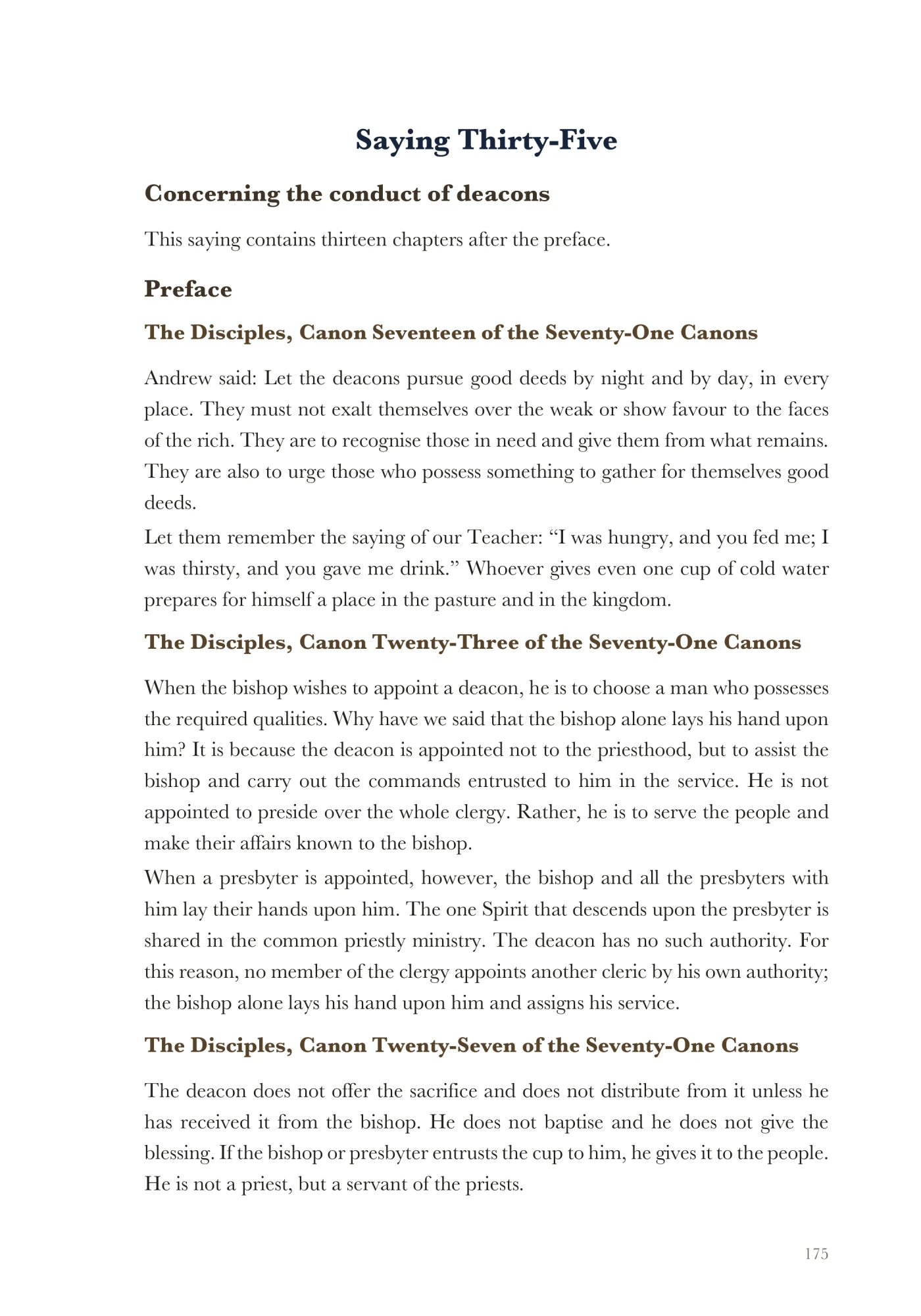 Saying Thirty-Five: The conduct of deacons