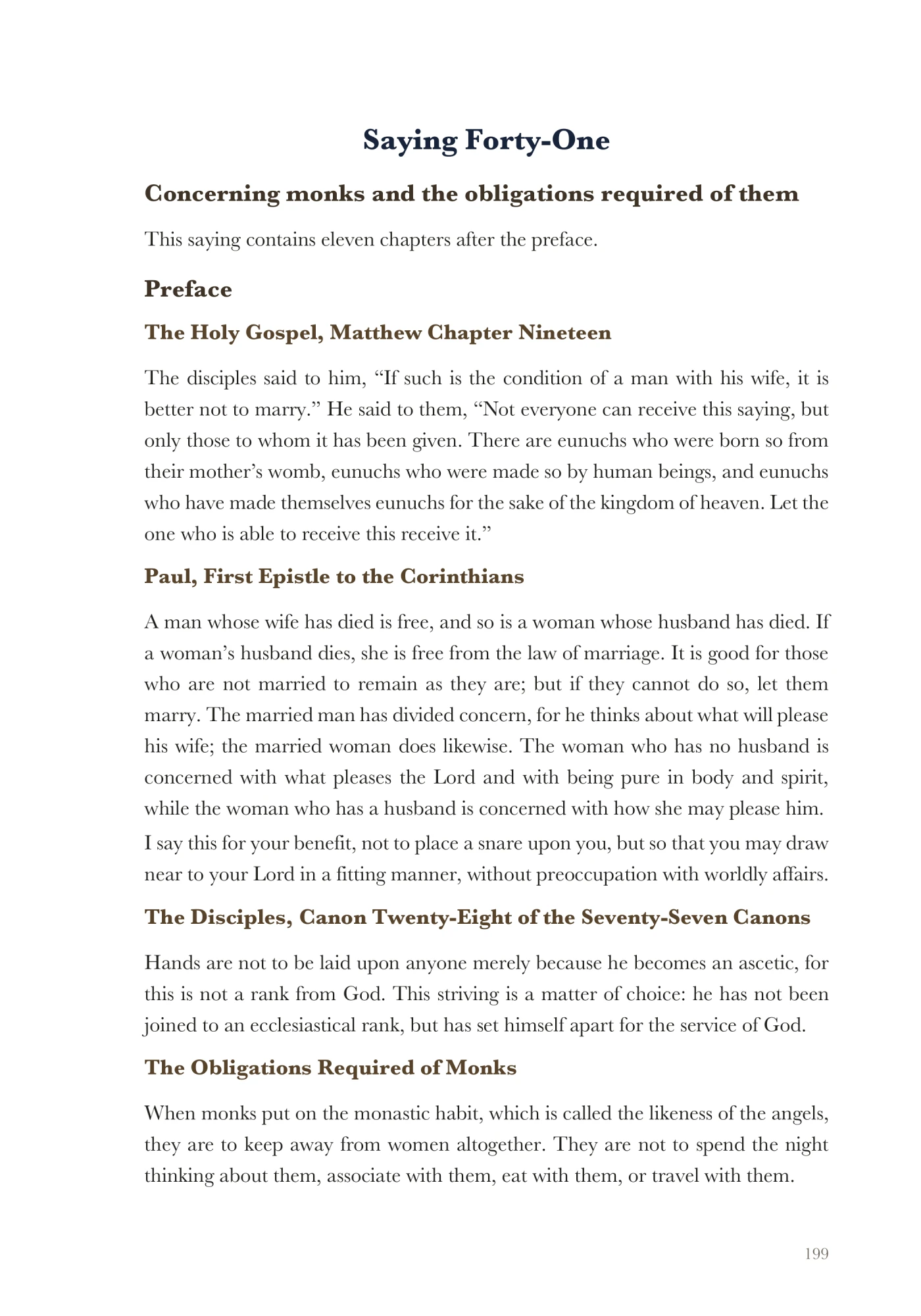 Saying Forty-One: Monastic obligations
