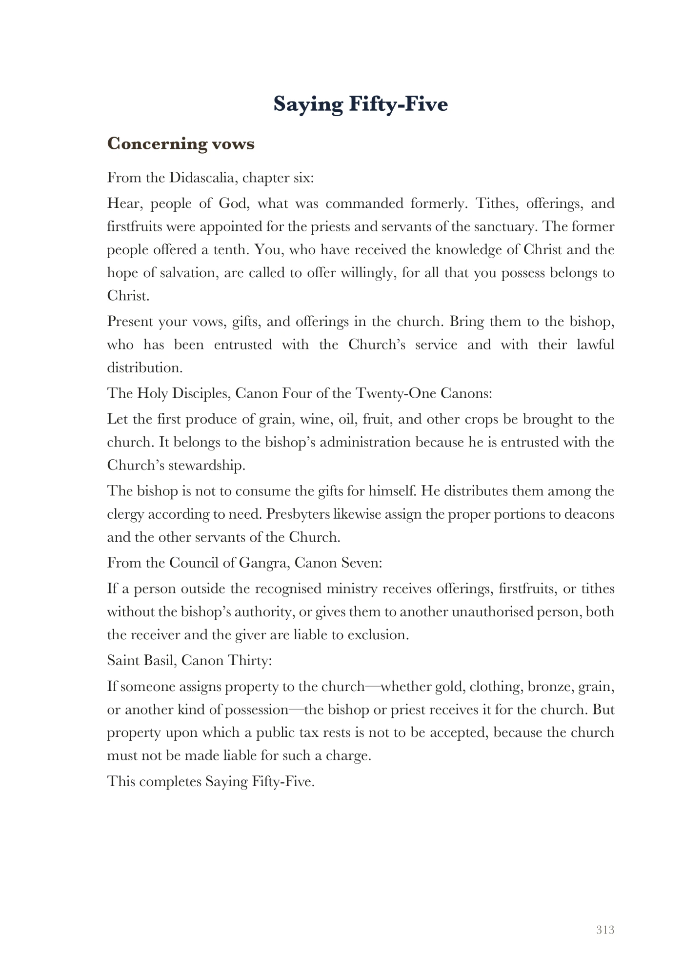 Saying Fifty-Five: Vows and offerings