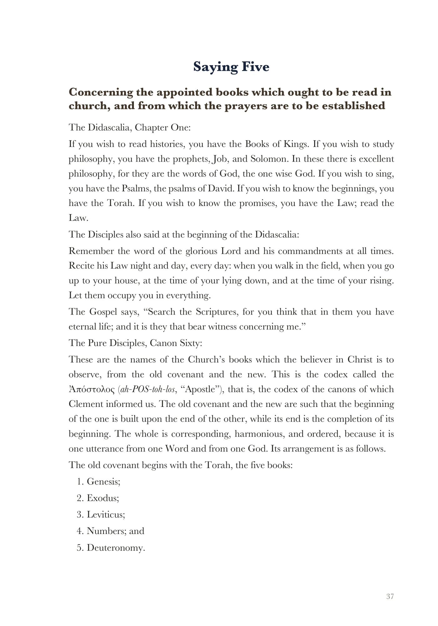 Saying Five: Books to be read in church