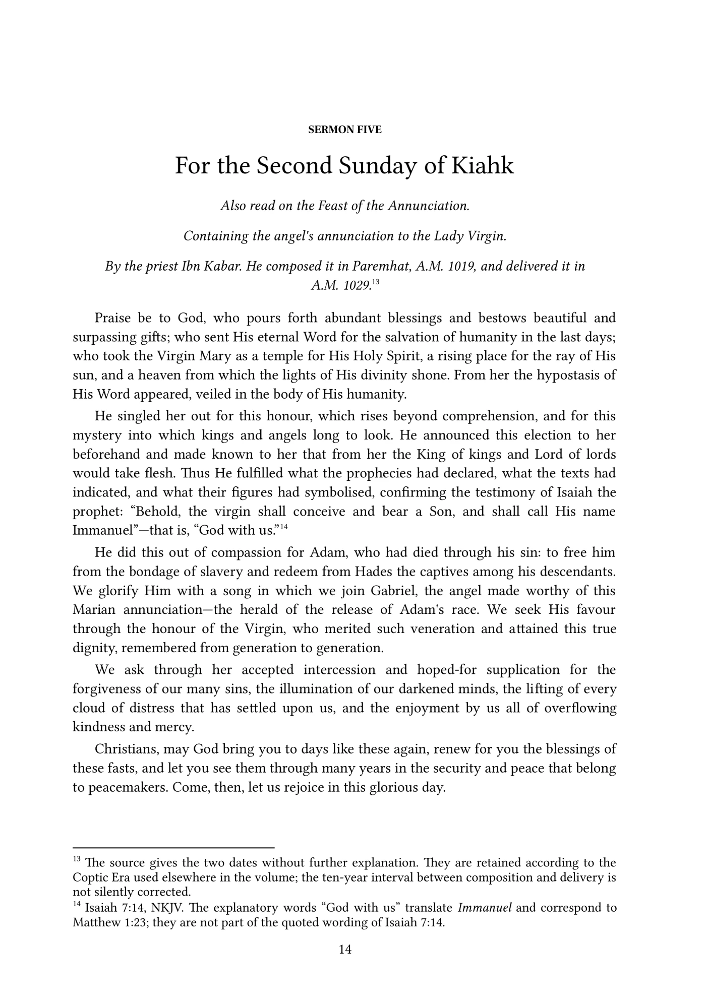 The Second Sunday of Kiahk