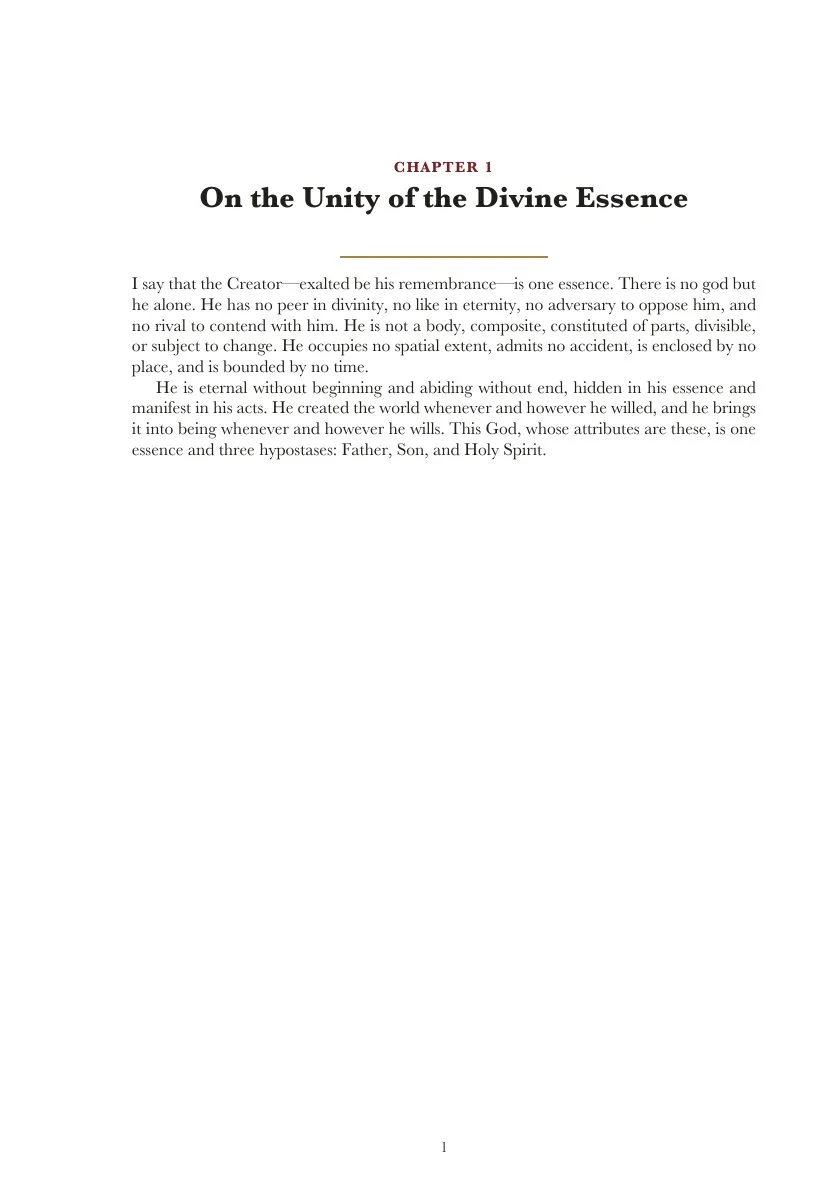Chapter One — The unity of the divine essence