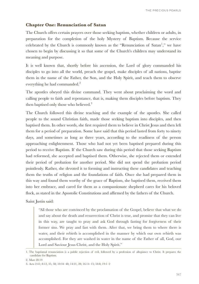 Part Two, Chapter One: Renunciation of Satan in Baptism