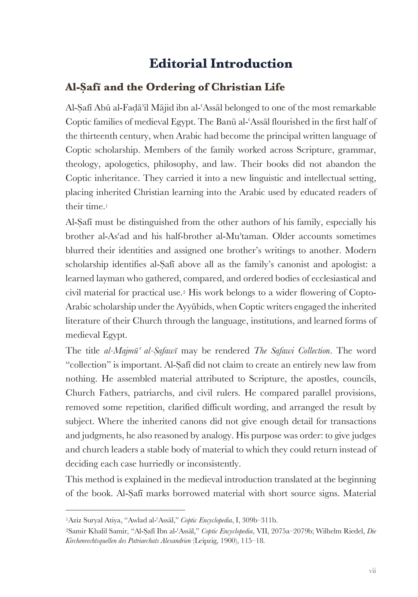 Al-Ṣafī and the ordering of Christian life