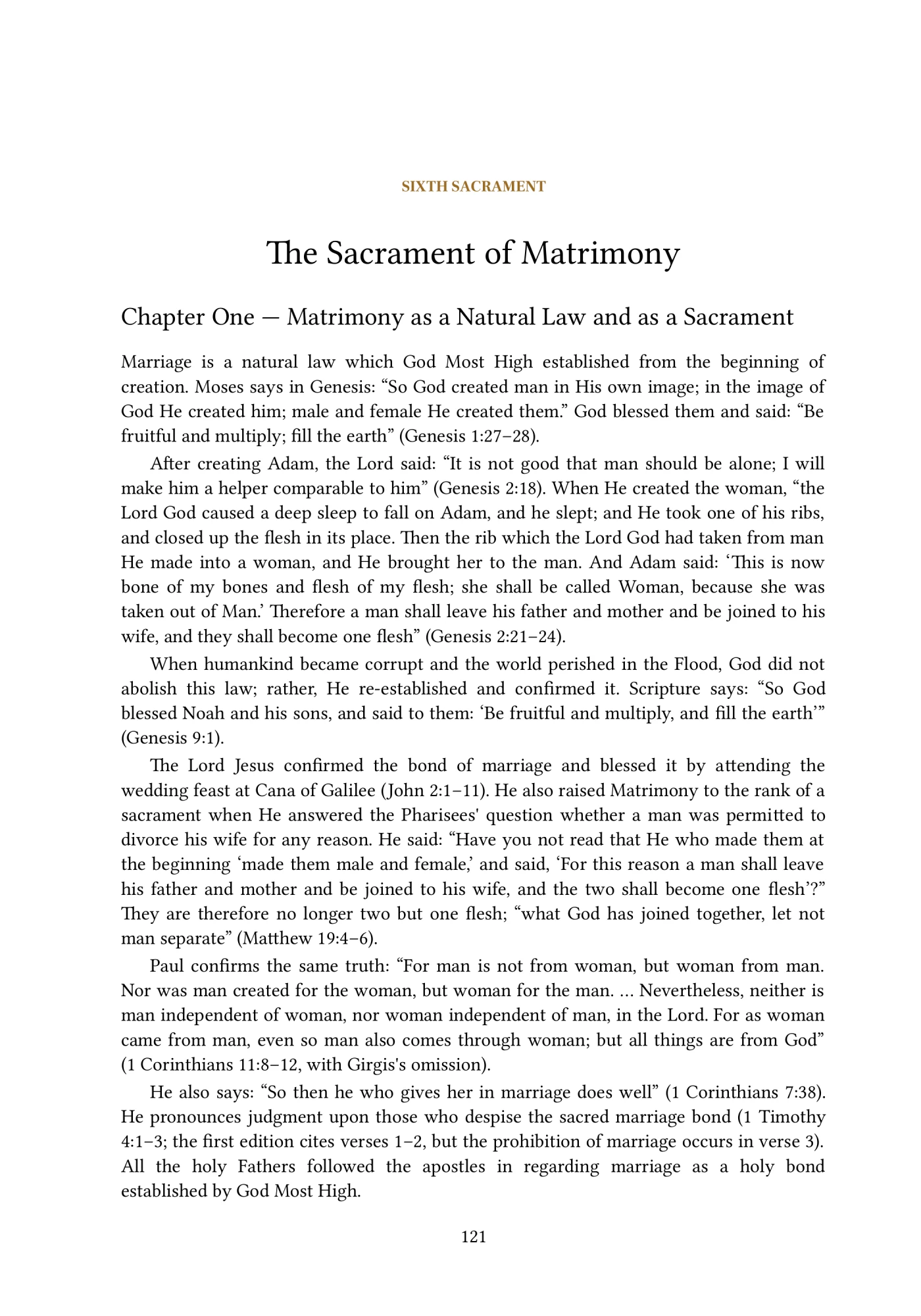 The Sacrament of Matrimony