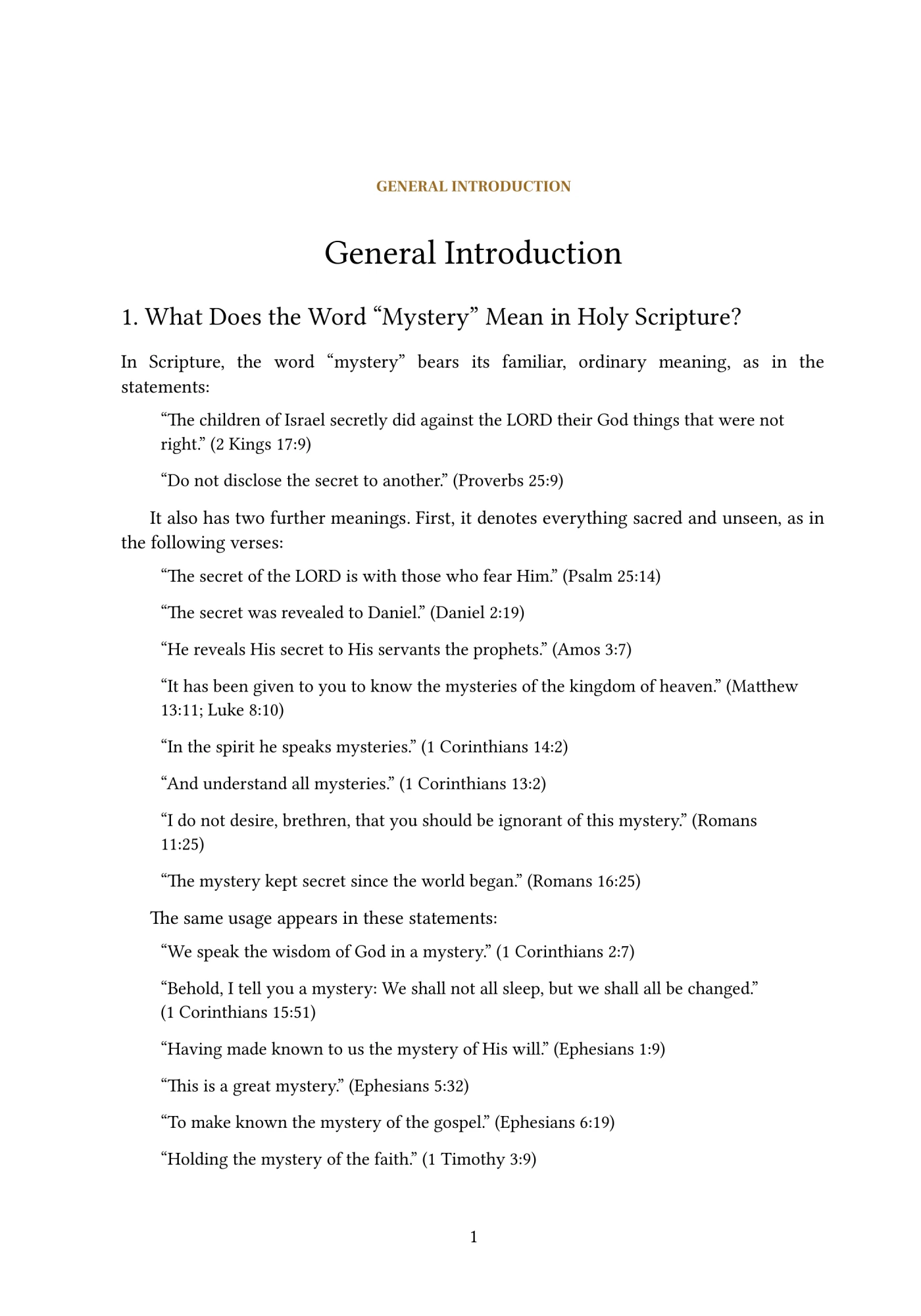 The Meaning of Mystery in Scripture