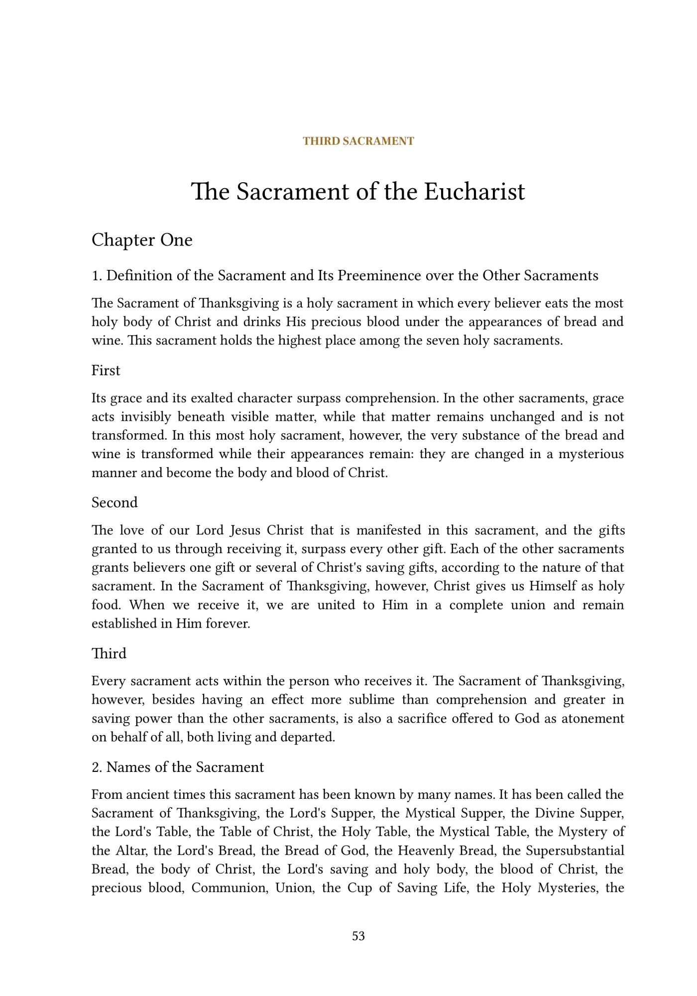 The Sacrament of the Eucharist