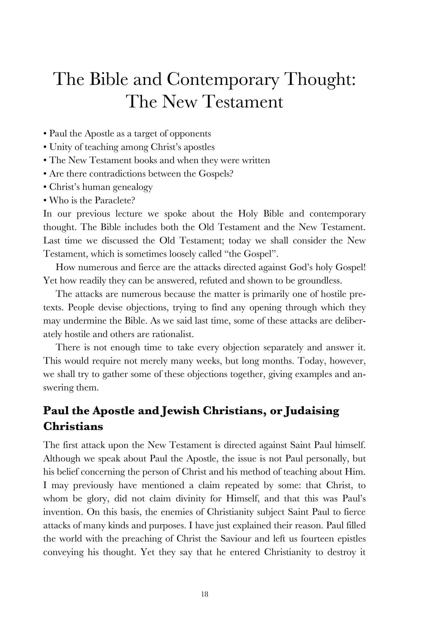 The New Testament and contemporary thought