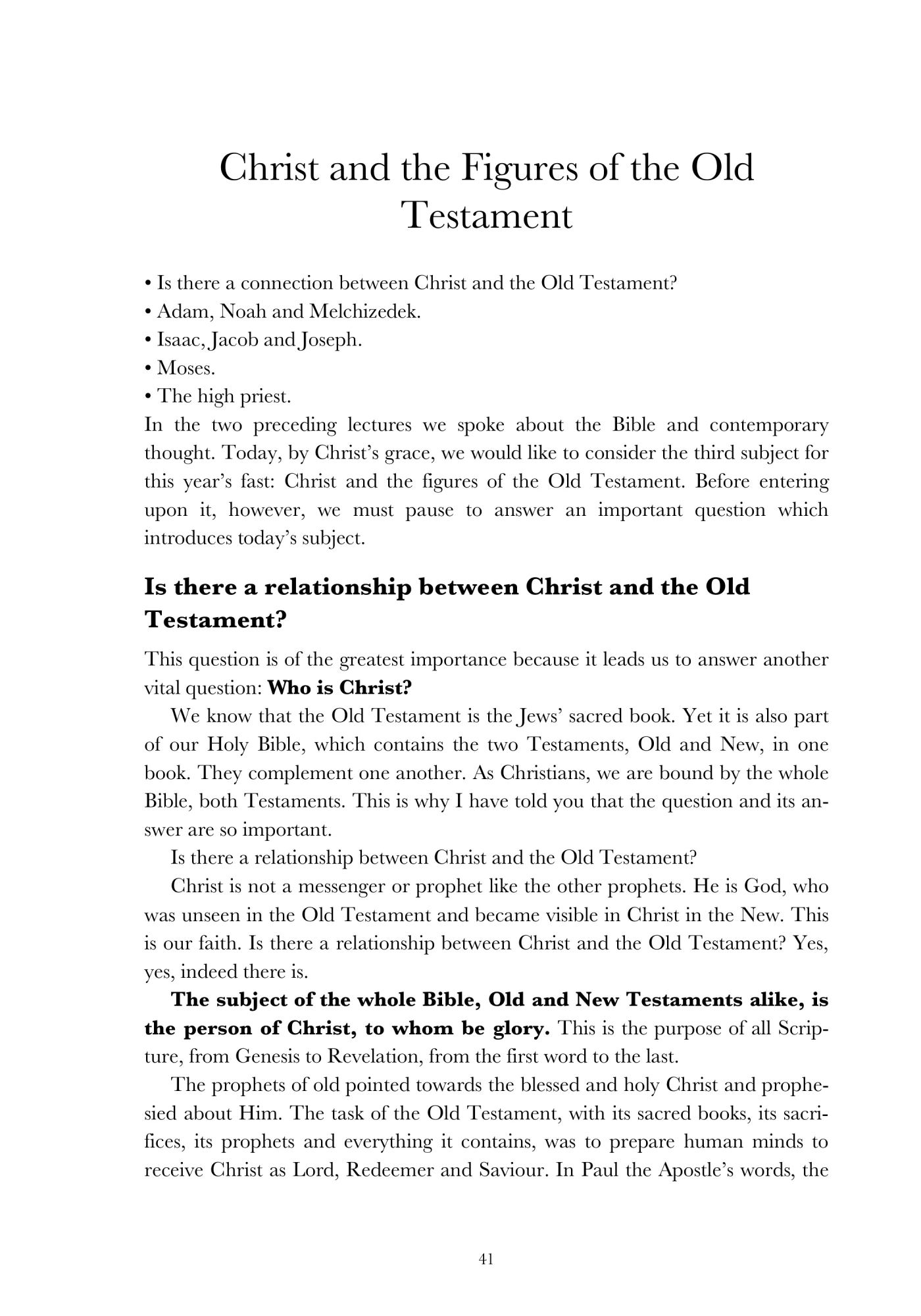 Christ in the figures of the Old Testament