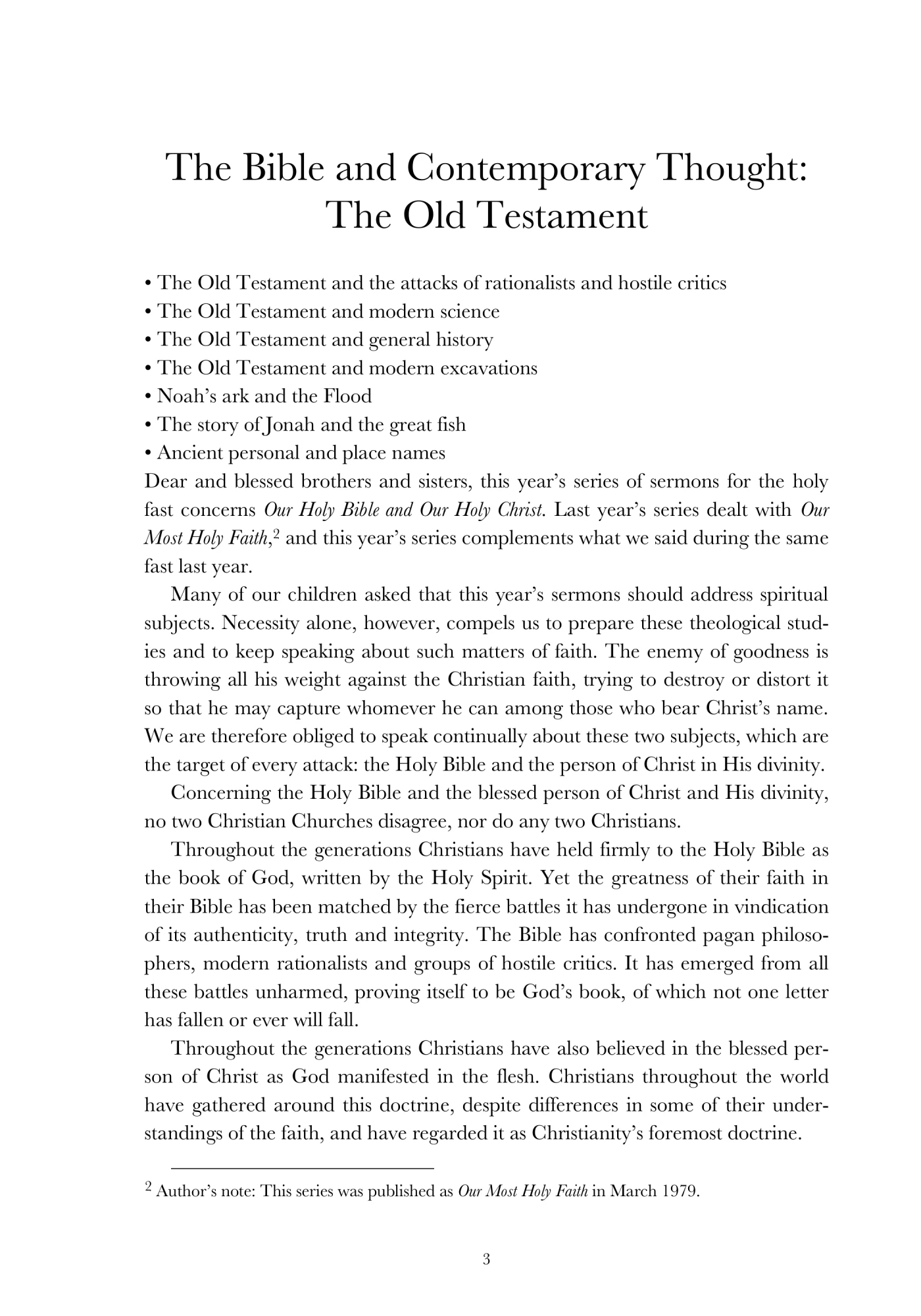 The Old Testament and contemporary thought