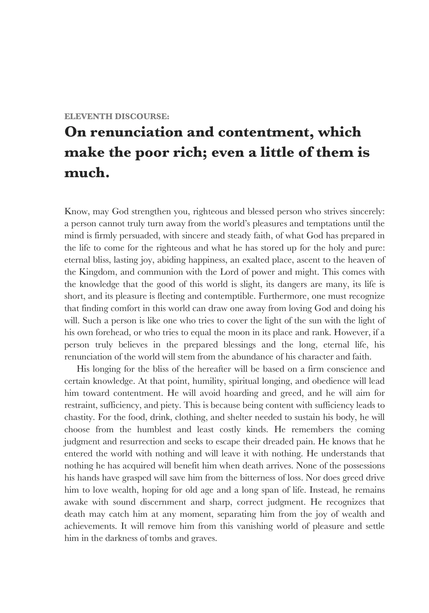 Contentment and renunciation