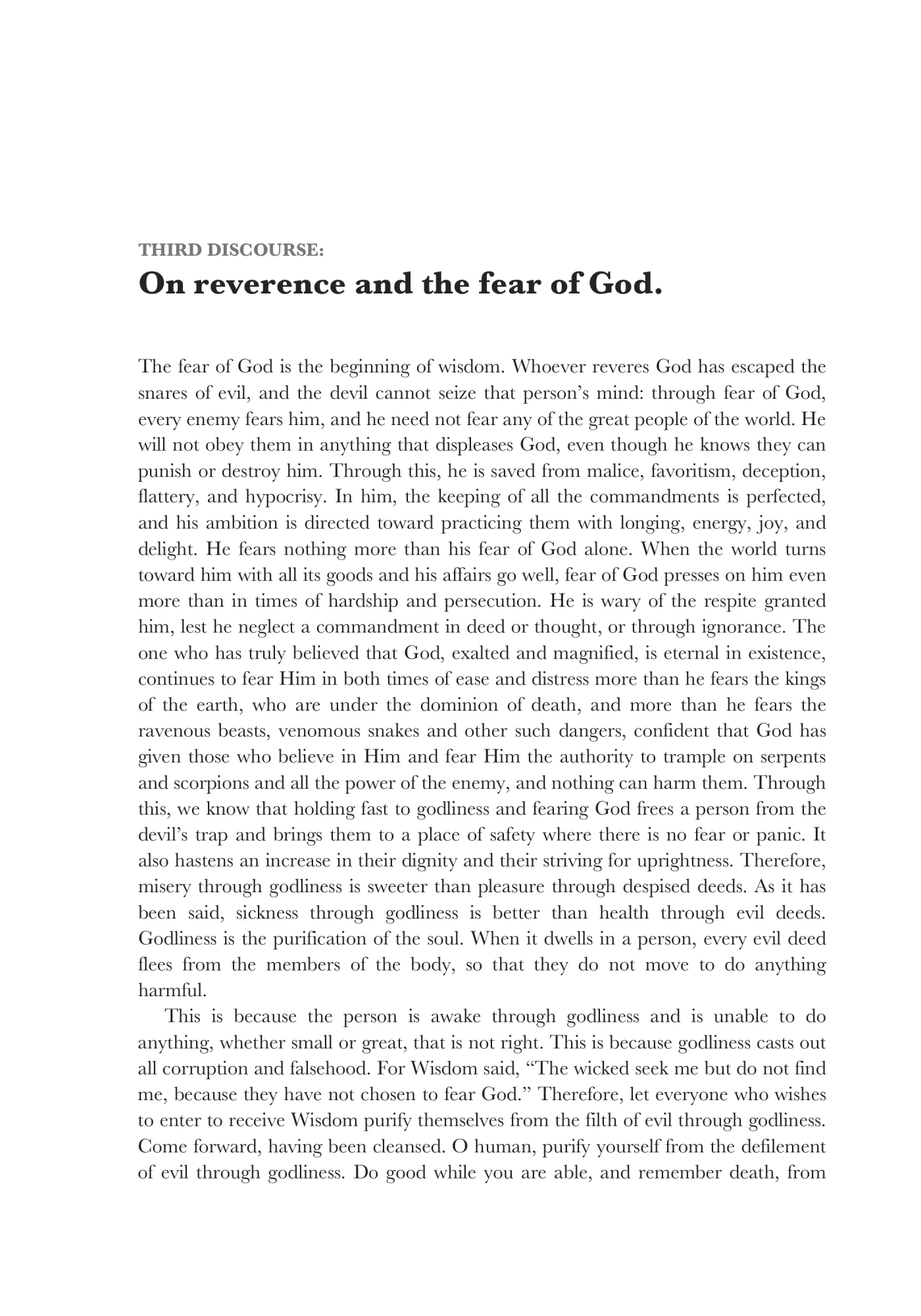 Reverence and fear of God