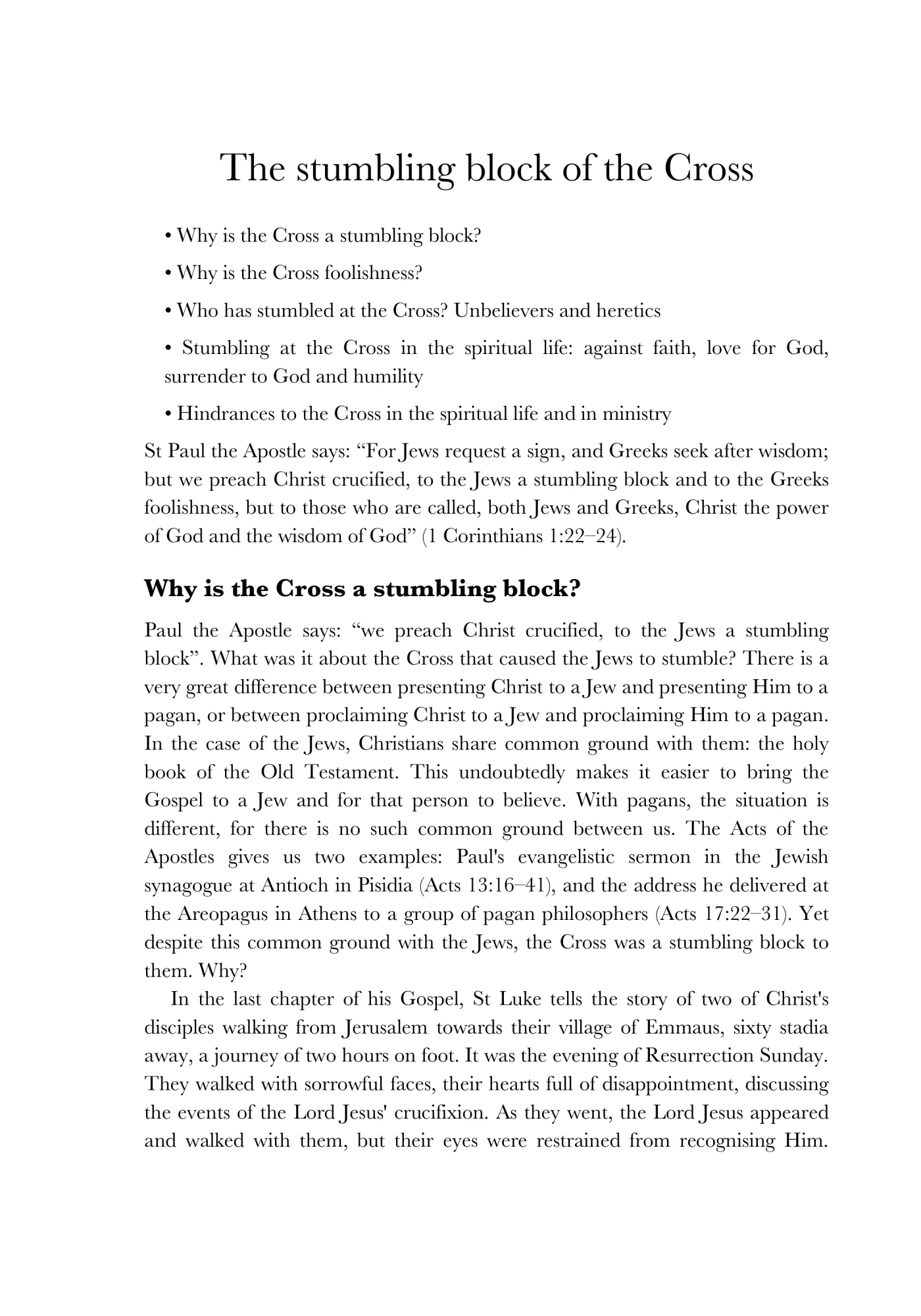 The Cross as a stumbling block