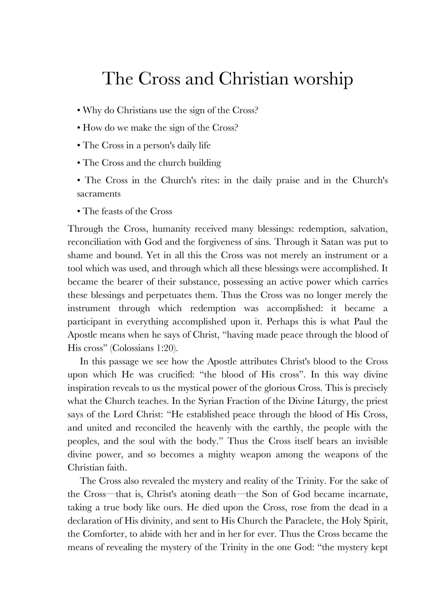 The Cross in worship
