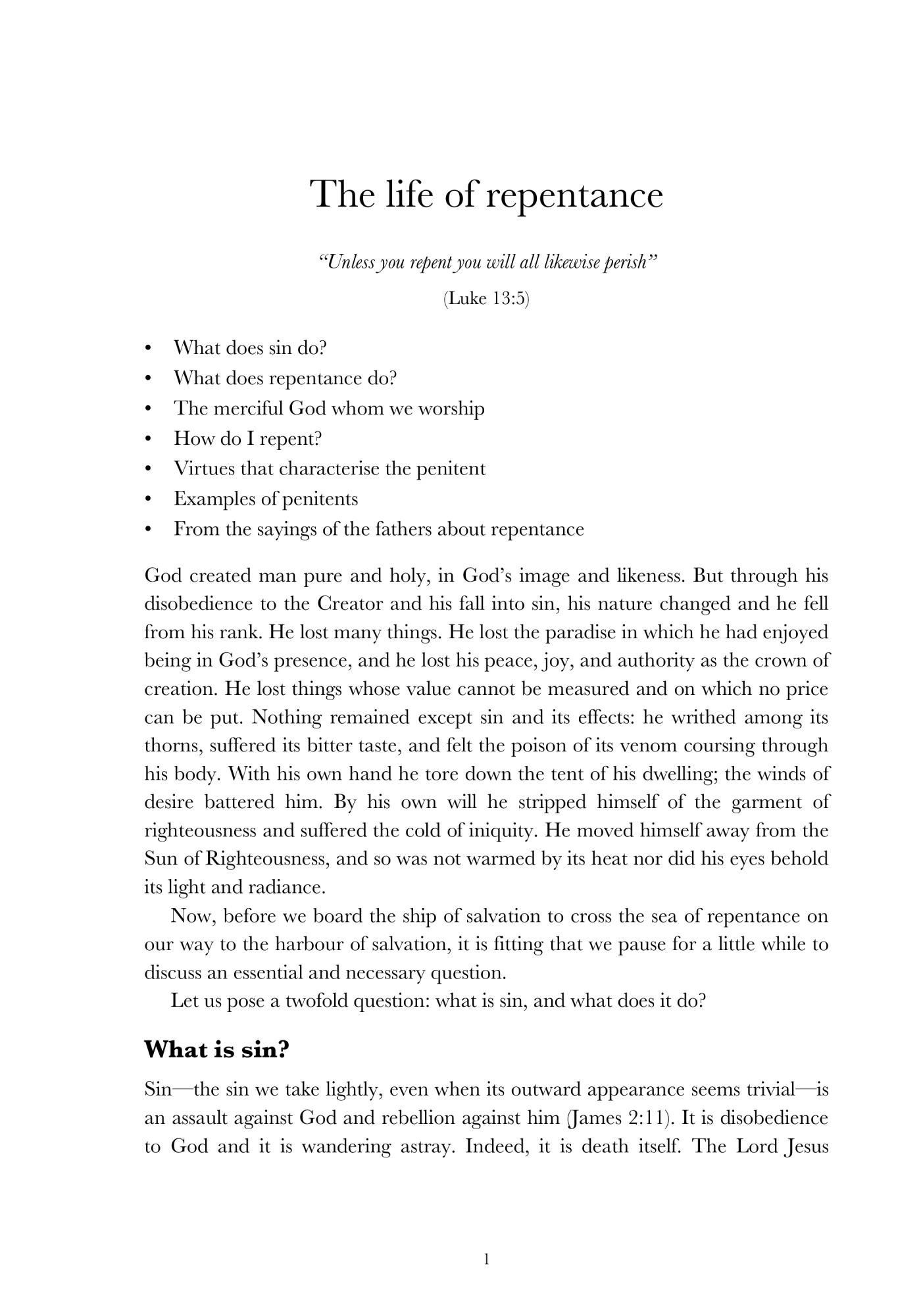 The life of repentance