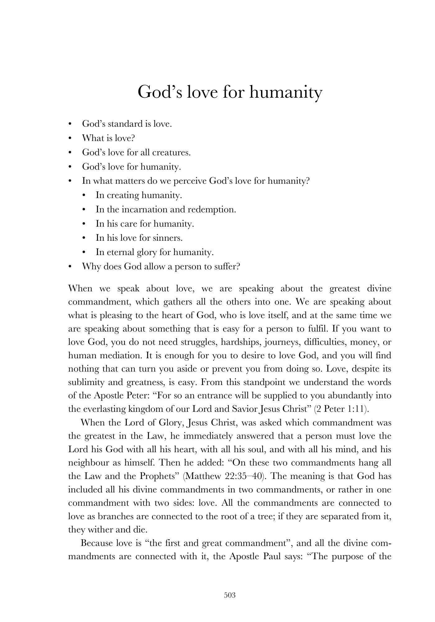 God’s love for humanity