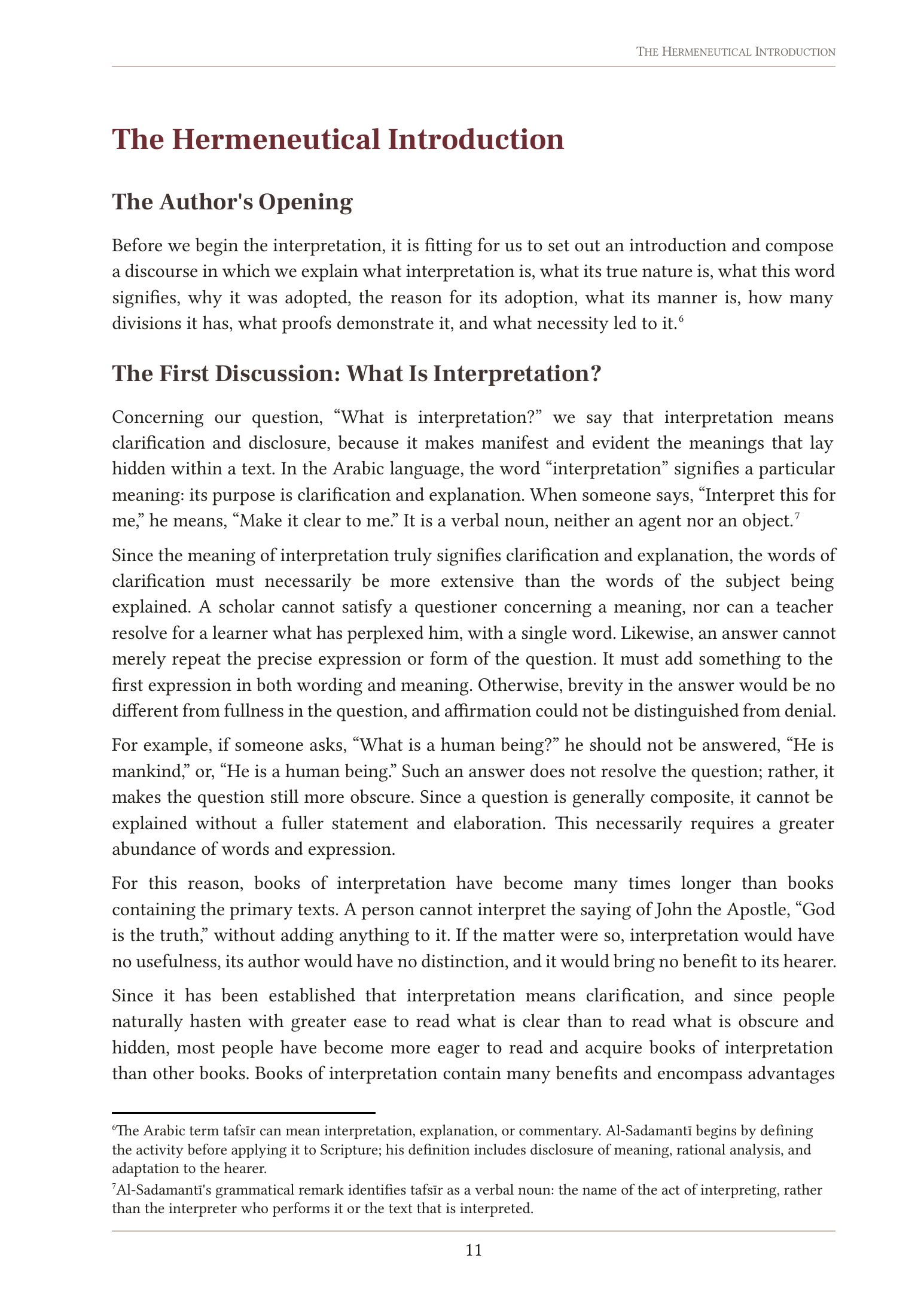 The hermeneutical introduction